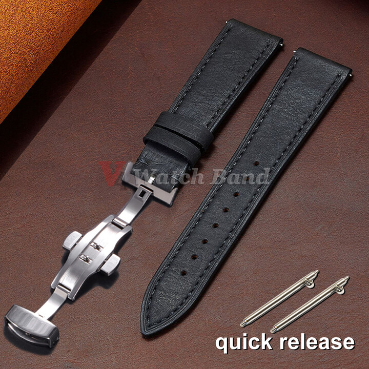 None Vintage Brown Watch Band Butterfly Buckle Stitching Cowhide Strap for Omega 18/19mm 20/21mm 22/24mm for Wrist Bracelet for Seiko