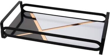 Home Details 14" Matte Black Color Block Vanity Tray