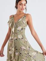 Thumbnail for your product : Forever Unique U Collection Floral Frill Maxi Dress - Green