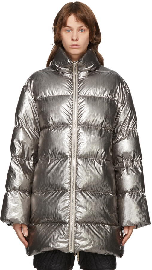 Rick Owens Silver Moncler Edition Down Cyclopic Coat - ShopStyle