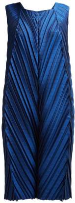 Issey Miyake Petiole Pleated Cocoon Dress - Womens - Blue