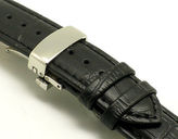 Thumbnail for your product : Tag Heuer 20mm Black Leather Watch Strap CROCO Butterfly Clasp for Men's