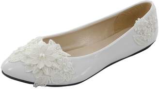 Msmushroom PU Leather Lace Wedding Shoes For Women,8M