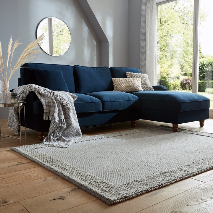 Dunelm Pebble Wool Border Rug Grey ShopStyle