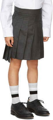 Thom Browne Kids Grey Super 120s Twill Pleated Skirt