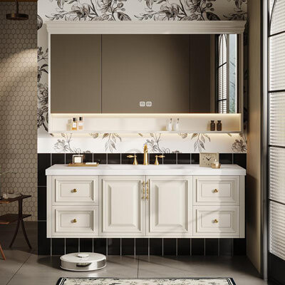 Backop French Retro Style Light Luxury Bathroom Cabinet