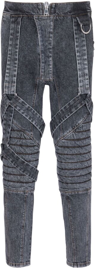Balmain Distressed Slim Cut Jeans - ShopStyle