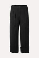 Thumbnail for your product : Burberry Cropped Wool And Silk-blend Wide-leg Pants - Black