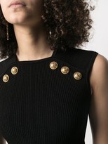 Thumbnail for your product : Balmain Embossed-Button Sleeveless Knitted Top