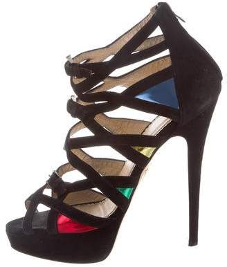 Charlotte Olympia Suede Cage Sandals
