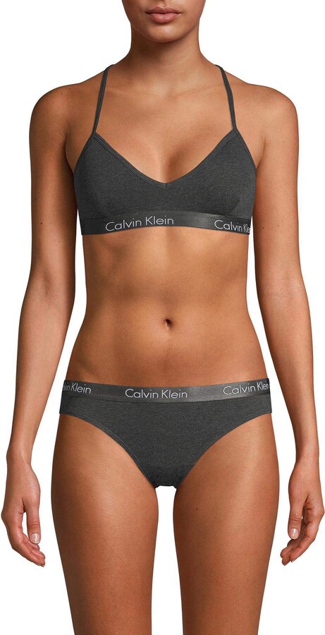 Calvin Klein Underwear UNLINED - Triangle bra - stone grey/dark blue 