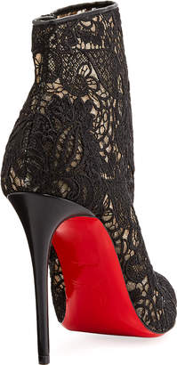Christian Louboutin Miss Tennis Net Lace Red Sole Bootie, Black