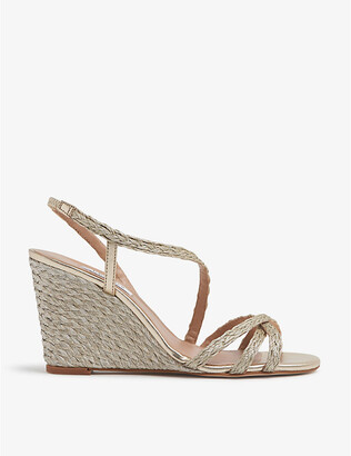 lk bennett gold wedges