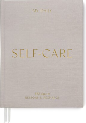 Blush and Gold Self-Care Cloth Guided Journal, Dark Grey