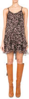 Thumbnail for your product : Pascal Millet Floral-Print Chiffon Ruffle-Hem Minidress, Brown