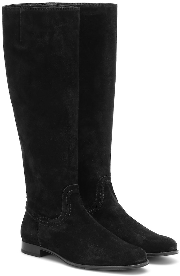 Tod's Suede knee-high boots - ShopStyle