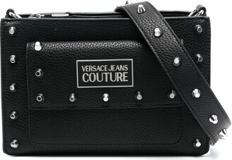 Versace Jeans Couture Logo-Plaque Studded Shoulder Bags