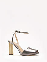 Thumbnail for your product : Halston Kathy Metallic Ankle Strap Wooden High Heel