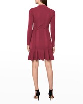 Thumbnail for your product : Nicole Miller Rib-Knit Long-Sleeve Flounce Dress