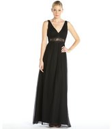 Thumbnail for your product : Aidan Mattox black silk blend lace accent sleeveless gown
