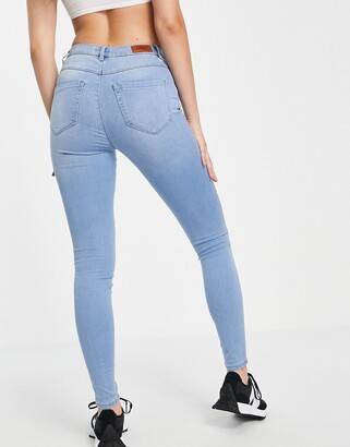 Only royal skinny jeans with high waist in light blue wash - ShopStyle