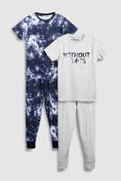 Thumbnail for your product : Next Boys Blue/Grey Cosmic Slogan Pyjamas Two Pack (3-16yrs)