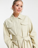 Thumbnail for your product : ASOS Tall Tall washed four pocket belted jacket in cream