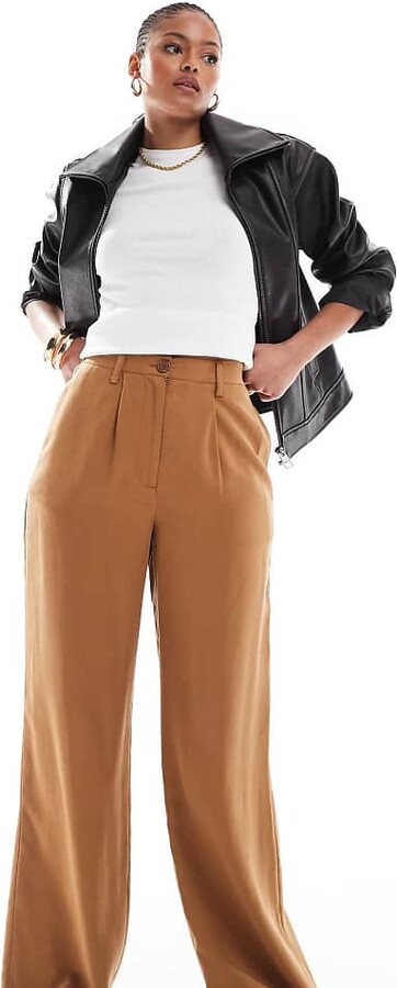 ASOS Tall ASOS DESIGN Tall relaxed straight leg pants in camel