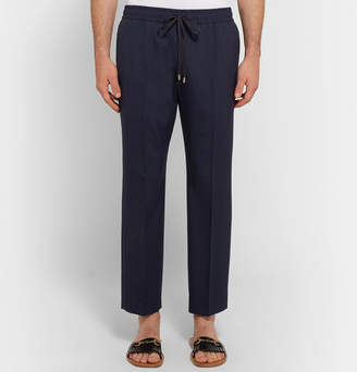 Gucci Navy Cropped Wool Drawstring Trousers - Navy
