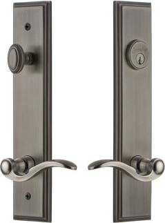 Grandeur Carré Tall Plate Complete Entry Set with Single Cylinder Deadbolot and Bellagio Lever