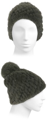 Pologeorgis Knitted Mink Hat With Fox Fur Pom-Pom