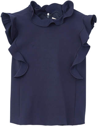 Rebecca Taylor Stretch Suiting Ruffle Top