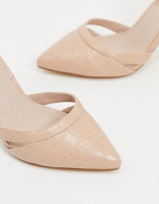 Carvela krisskross pointed mid heel shoes in beige with ankle strap