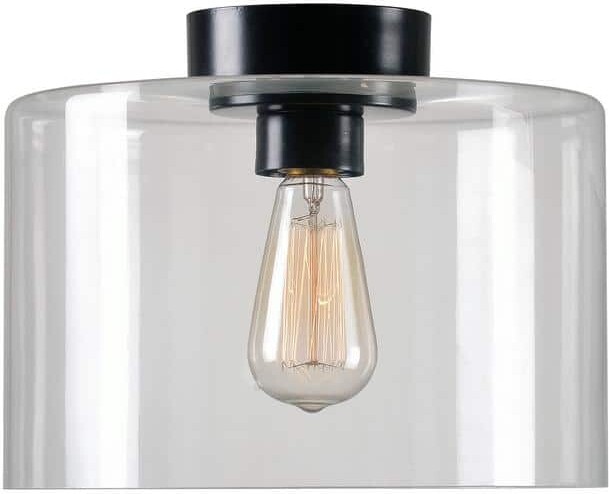 Kenroy Home Capri 11.61 in. 1-Light Oil Rubbed Bronze Flush Mount with Clear Glass Shade