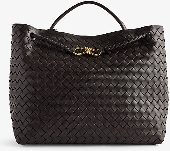 Bottega Veneta Womens Fondant-M Brass-Fond Andiamo Leather Top-Handle Bag