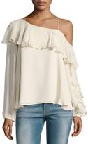 Thumbnail for your product : Haute Hippie Your Girl Silk Cold-Shoulder Blouse, White