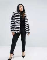 Thumbnail for your product : Junarose Striped Faux Fur Coat