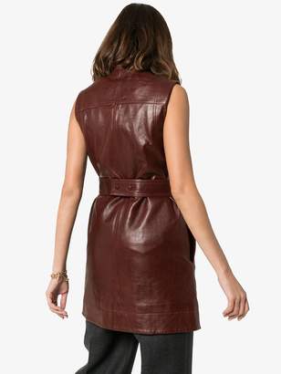 Ganni Long Belted Leather Waistcoat