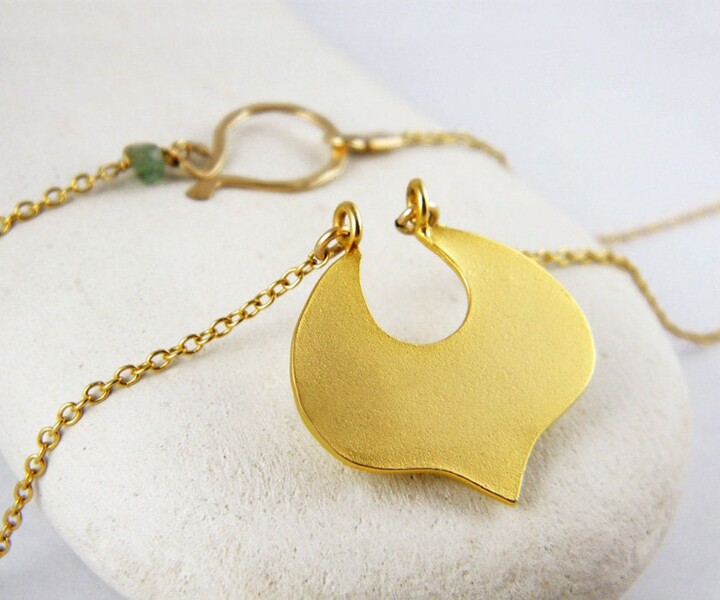 Etsy Gold Leaf Pendant Gold Necklace Small