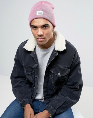 ASOS Patch Beanie In Pink