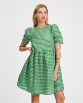 Thumbnail for your product : Vero Moda Women's Green Mini Dresses - Short Sleeve Check Dress - Size One Size, M at The Iconic