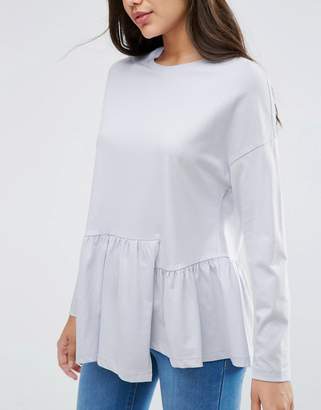 ASOS Top With Exaggerated Ruffle Hem And Long Sleeves
