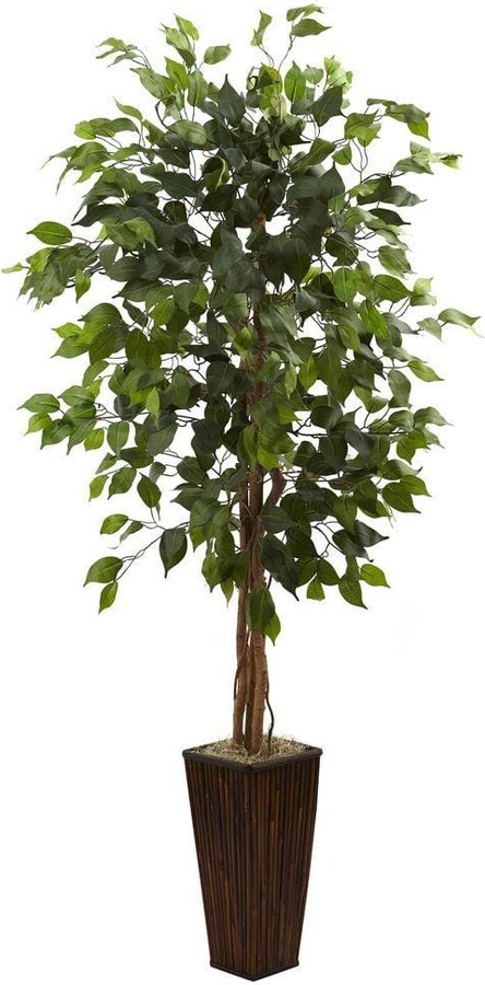 5.5 ft. Artificial Ficus Tree with Bamboo Planter