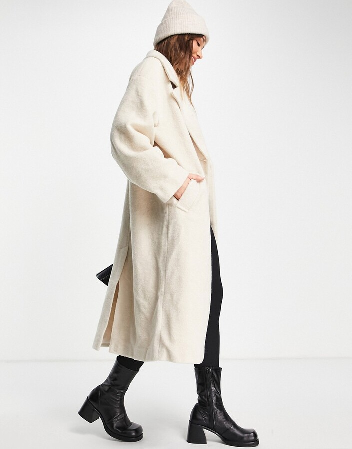 ASOS DESIGN smart oversized boucle coat in camel - ShopStyle