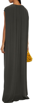 The Row Antonia Cape-effect Embellished Pleated Silk-crepe Gown