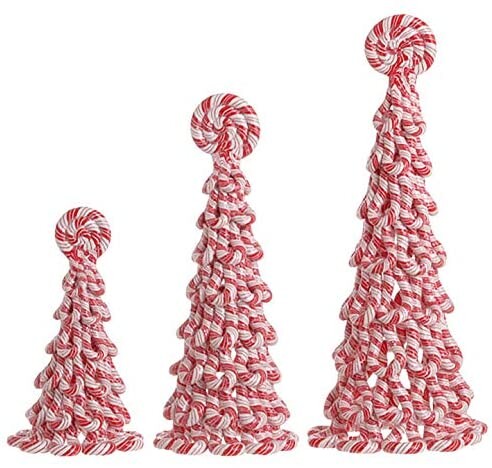 Vita Domi Christmas Holiday Peppermint Candy Cane Tree Table Top Ornaments Assorted Set (13.50 Inches)