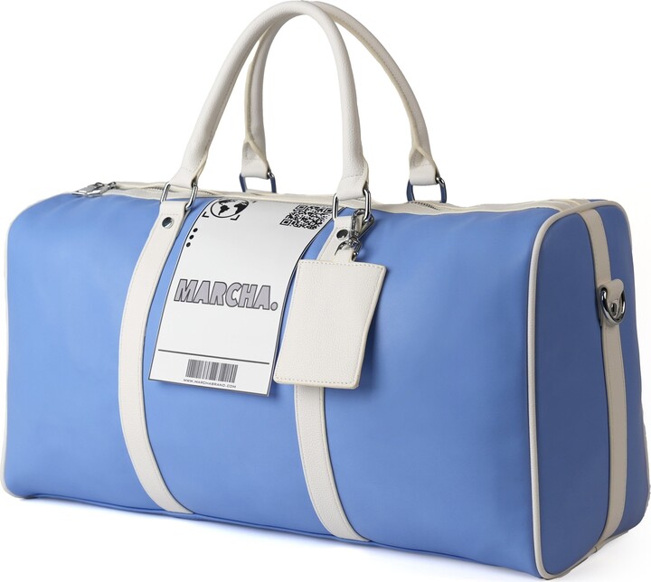 Marcha Duffle Bag – Sky Blue & White