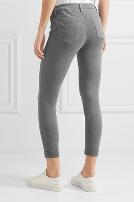 J Brand Anja Cropped Stretch-sateen Skinny Pants - Dark gray