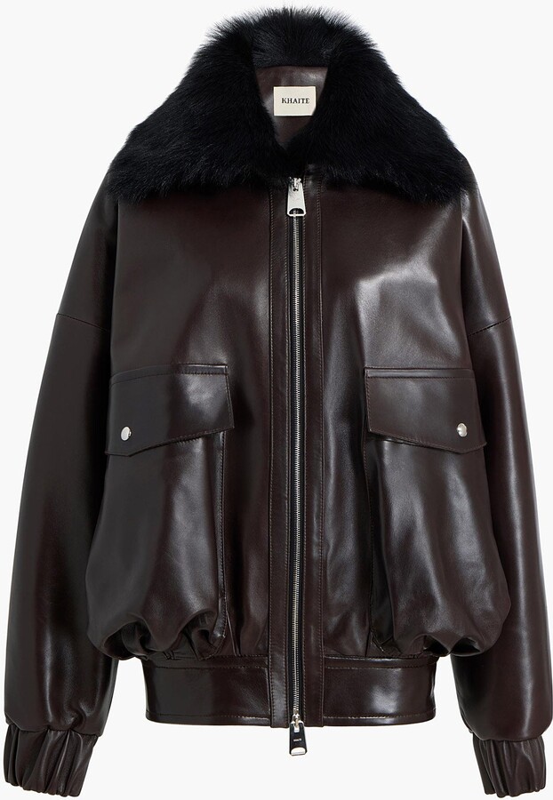 Daemon Jacket in Mud Leather with Shearling Collar