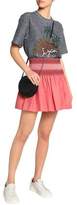 Thumbnail for your product : See by Chloe Smocked Embroidered Cotton-poplin Mini Skirt